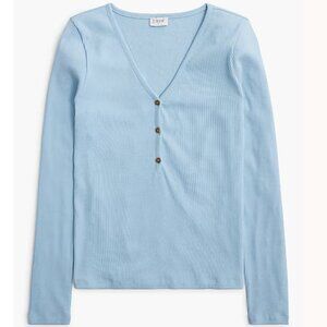 J Crew Long-Sleeve Button Henley Chateau Blue